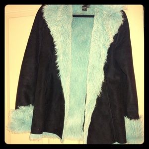 🌺Sisters Outwear Blue Faux Fur Coat